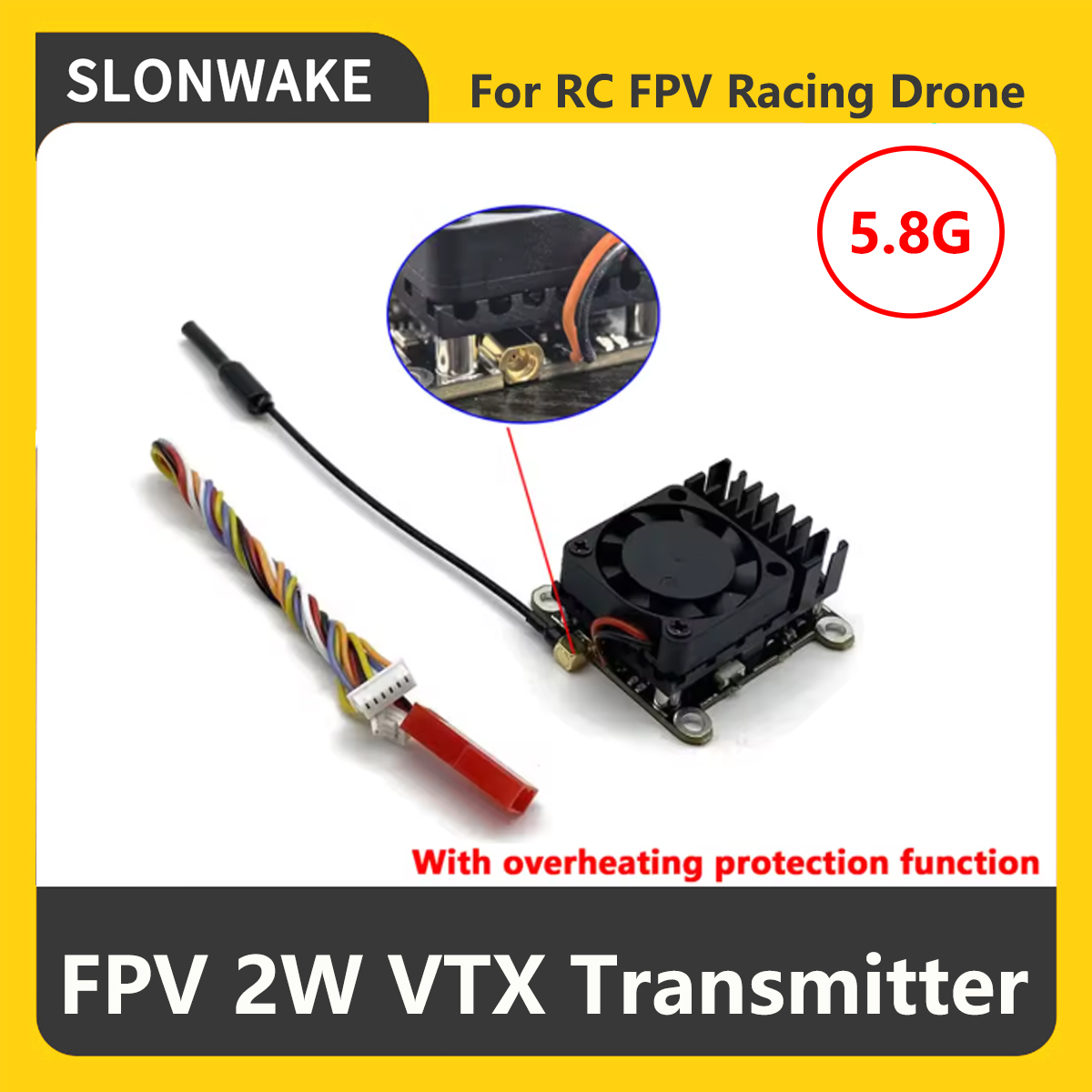 SLONWAKE 5.8G 2000mW Nadajnik  – Fpv Drone Camera recenzja i cena